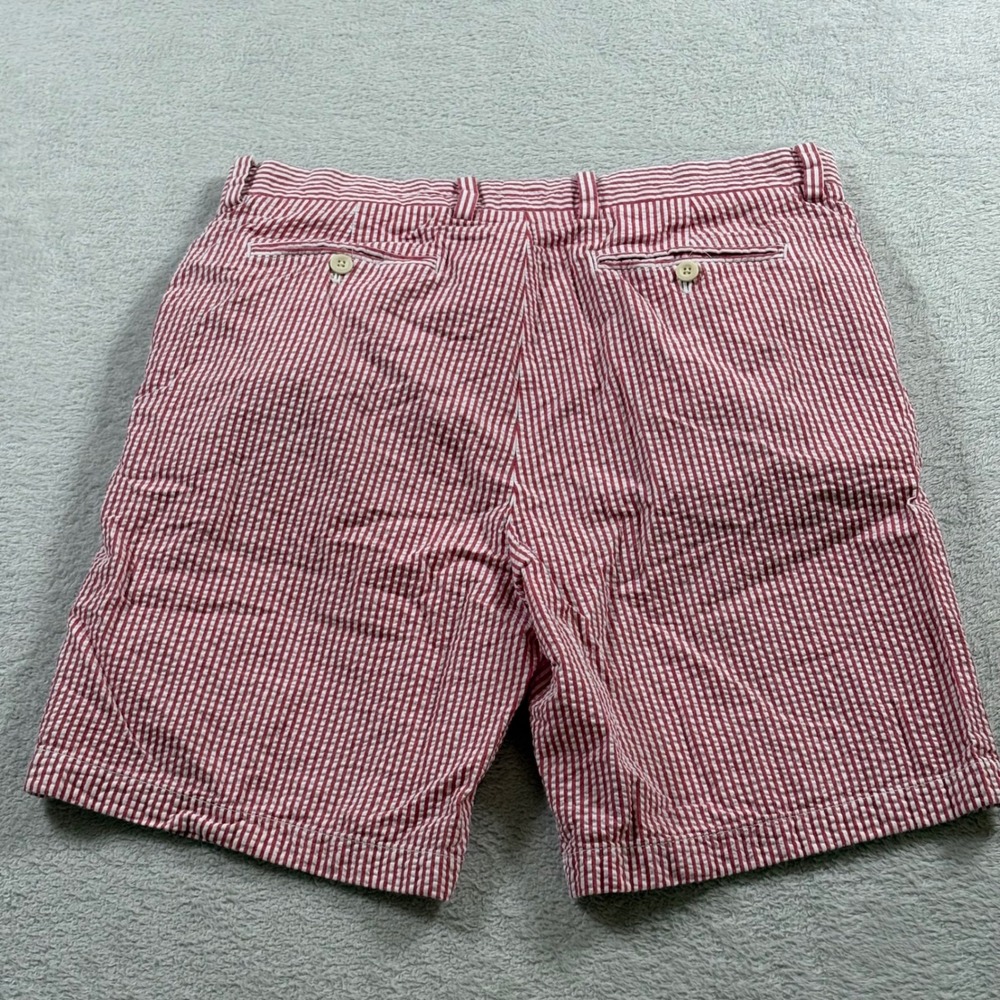 Vineyard Vines Breaker Shorts Mens Red Seersucker Striped Cotton Casual Chino 34 - Picture 6 of 7
